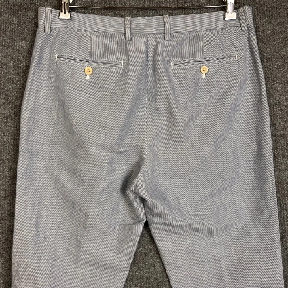 Banana Republic Kentfield Pant Mens 33x32 Blue Excellent Seersucker Pinstripe